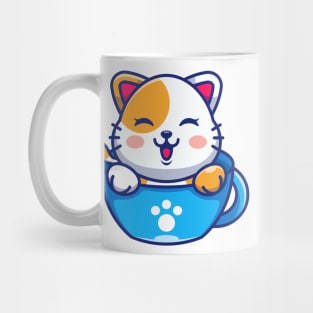 Cute cat on cup coffee cartoon Mug